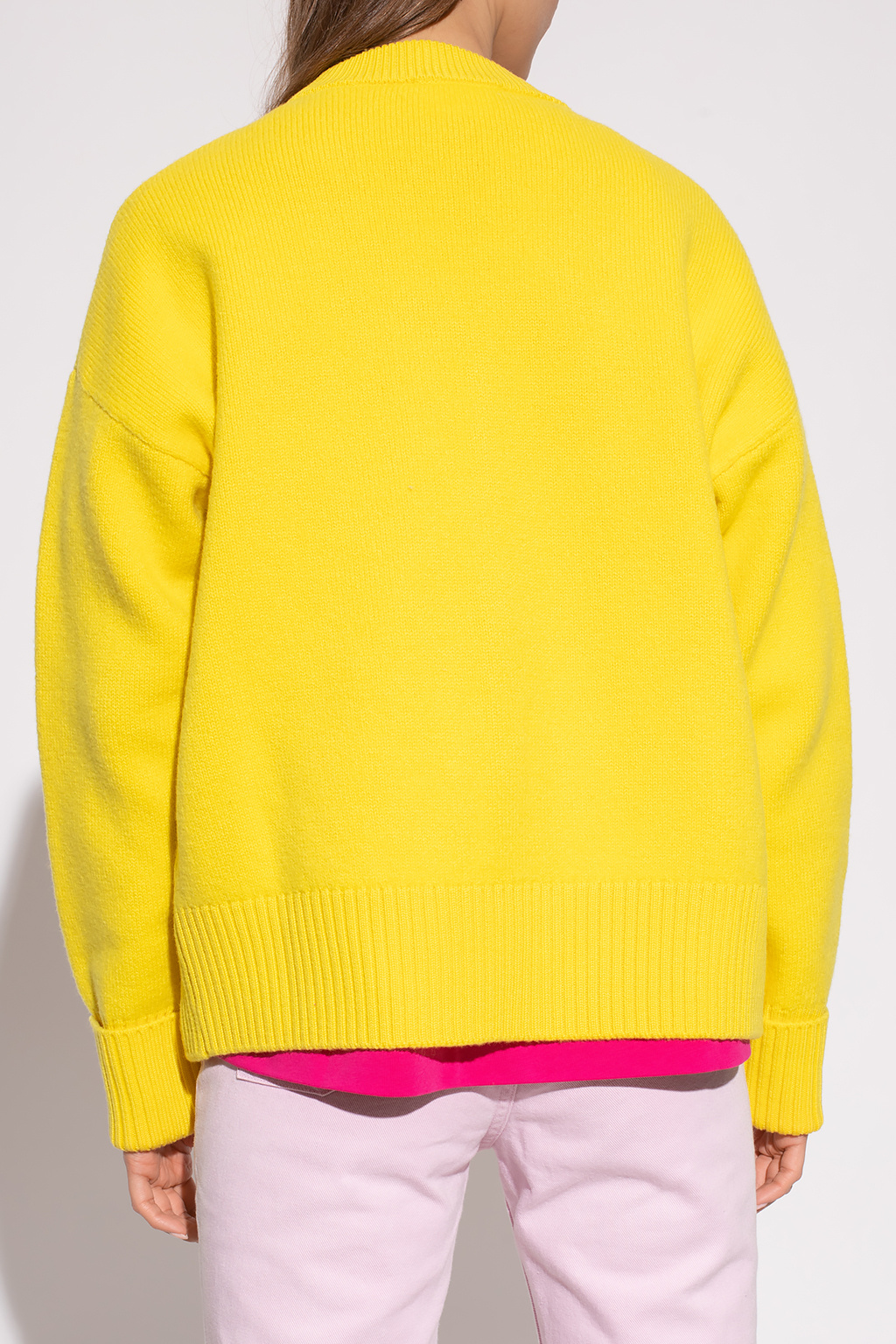 Wool cardigan with logo Ami Alexandre Mattiussi - Tan Raglan